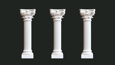 Three white pillars.