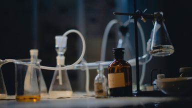 An experiment in a lab.