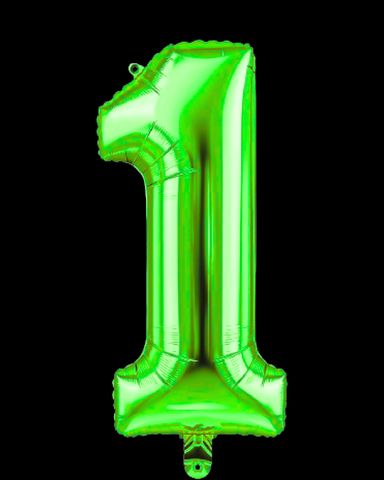 A Friktion green number one balloon.